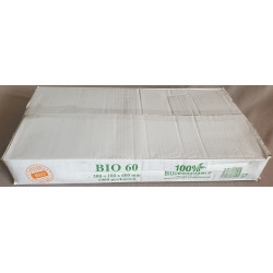 SACHET A BRETELLES PLASTIQUE BLANC BIODEGRADABLE 30+20x60 cm 1x100 soit 100 PCS