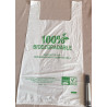 SACHET A BRETELLES PLASTIQUE BLANC BIODEGRADABLE 30+20x60 cm 10x100 soit 1000 PCS