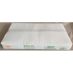 SACHET A BRETELLES PLASTIQUE BLANC BIODEGRADABLE 30+18x55 cm 1x100 soit 100 PCS