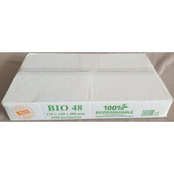 SACHET A BRETELLES PLASTIQUE BLANC BIODEGRADABLE 28+12x48 cm 10x100 soit 1000 PCS