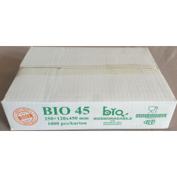 SACHET A BRETELLES PLASTIQUE BLANC BIODEGRADABLE 25+12x45 cm 1x100 soit 100 PCS