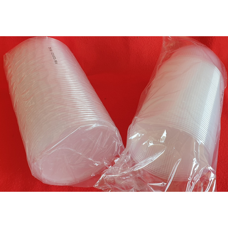 BARQUETTE PLASTIQUE TRANSPARENT ROND AVEC COUVERCLE 250 ml 5x50 soit 250 PCS