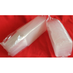 BARQUETTE PLASTIQUE TRANSPARENT RECTANGLE AVEC COUVERCLE 500 ml 5x50 soit 250 PCS