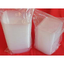 BARQUETTE PLASTIQUE TRANSPARENT RECTANGLE AVEC COUVERCLE 250 ml 5x50 soit 250 PCS