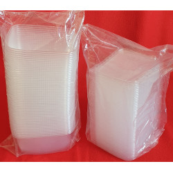 BARQUETTE PLASTIQUE TRANSPARENT RECTANGLE AVEC COUVERCLE 250 ml 1x50 soit 50 PCS