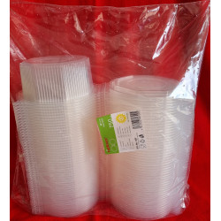 BARQUETTE PLASTIQUE TRANSPARENT AVEC COUVERCLE 750 ml 6x50 soit 300 PCS