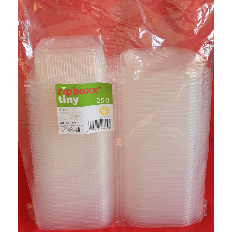 BARQUETTE PLASTIQUE TRANSPARENT AVEC COUVERCLE 250 ml 10x50 soit 500 PCS