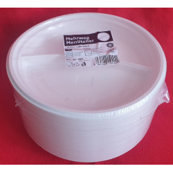 ASSIETTE EN PLASTIQUE BLANC 2 COMPARTIMENTS 8x100 soit 800 PCS