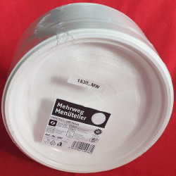 ASSIETTE EN PLASTIQUE BLANC 1 COMPARTIMENT LES 100 PCS