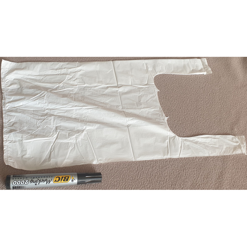 SACHET A BRETELLES EPAIS BLANC 11 µ 25+12x45 cm 1x100 soit 100 PCS